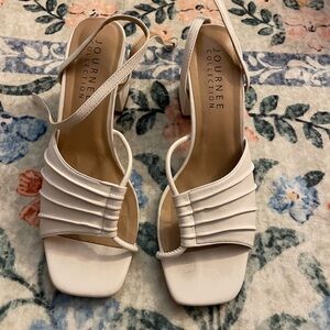 Journee Collection Cream Strappy Heels